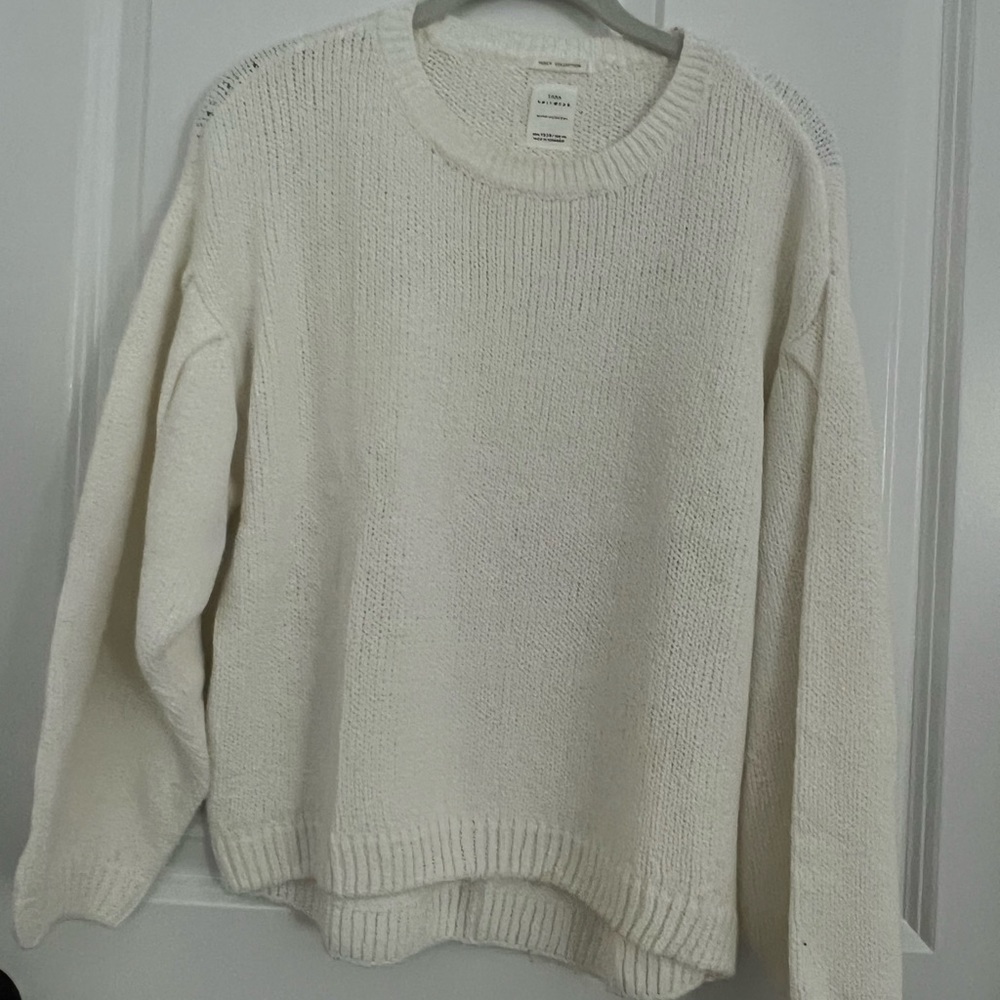 13/14 zara kids white sweater with balloon sleeves